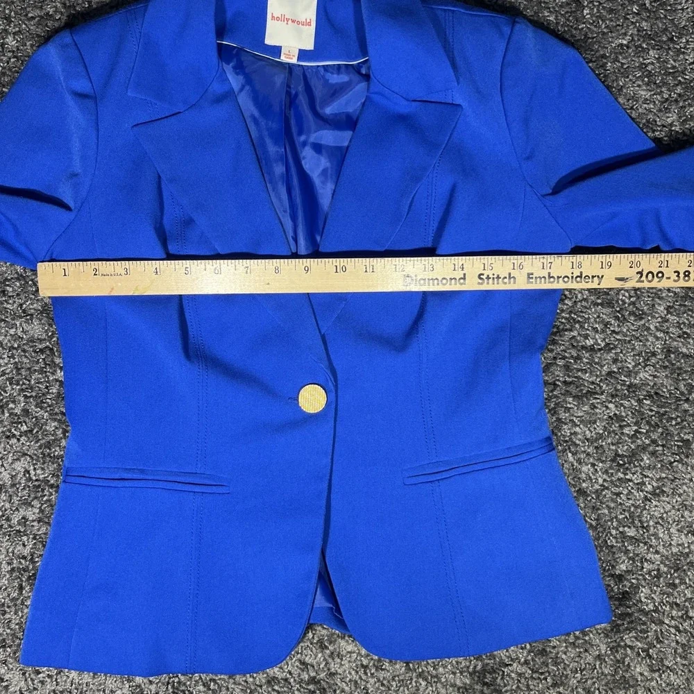 Ruched Blazer with Gold Accents, Color Royal Blue, Size‎ L